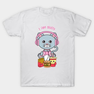 I am busy, cute cat playing videogames T-Shirt